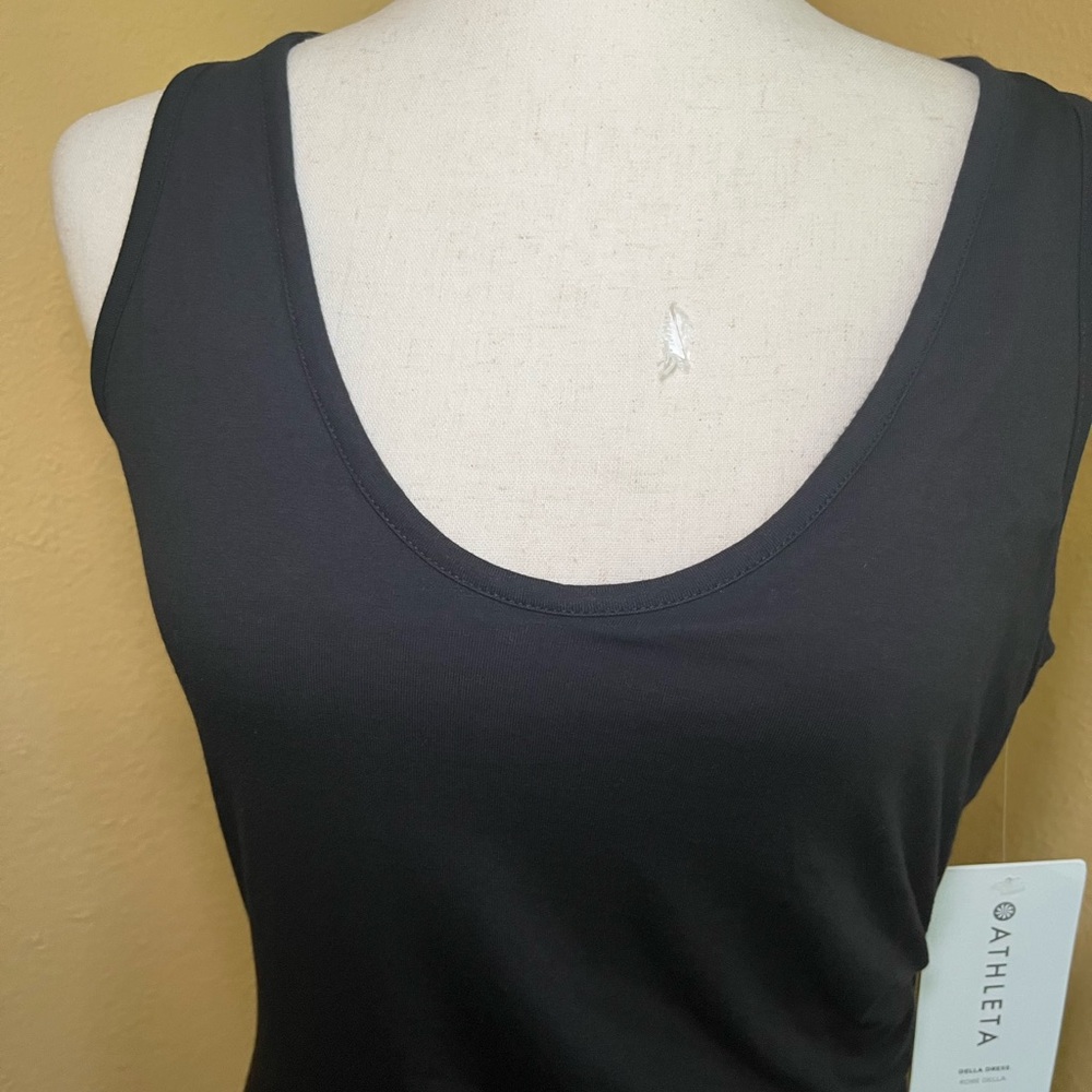 •• *Athleta Della black ruched dress in Small.NWT - Picture 9 of 11